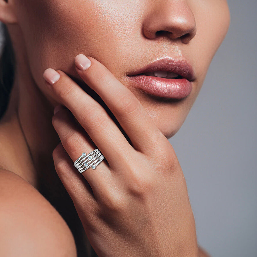 Bezel Diamond Ring Stack