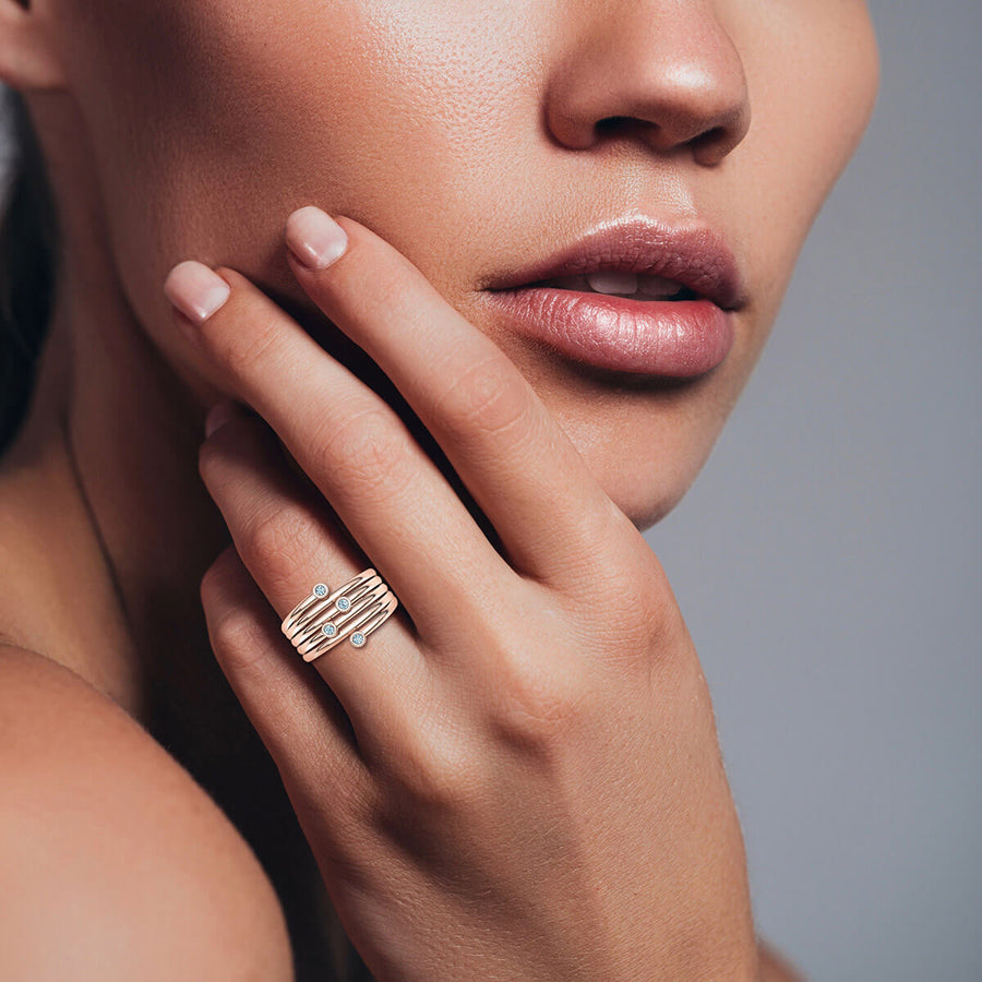Bezel Diamond Ring Stack
