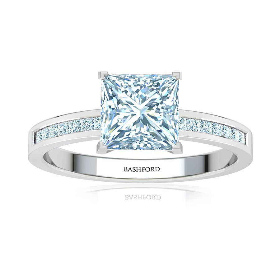 Petite Channel Set Princess Diamond Engagement Ring