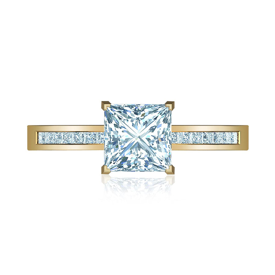 Petite Channel Set Princess Diamond Engagement Ring
