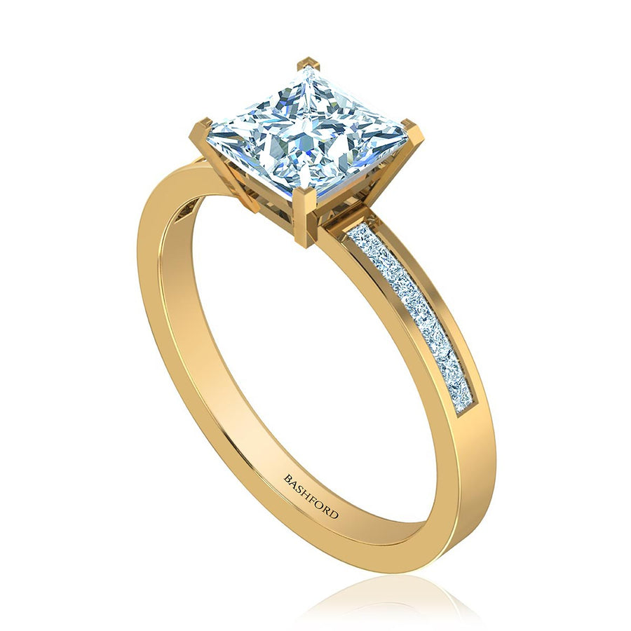 Petite Channel Set Princess Diamond Engagement Ring