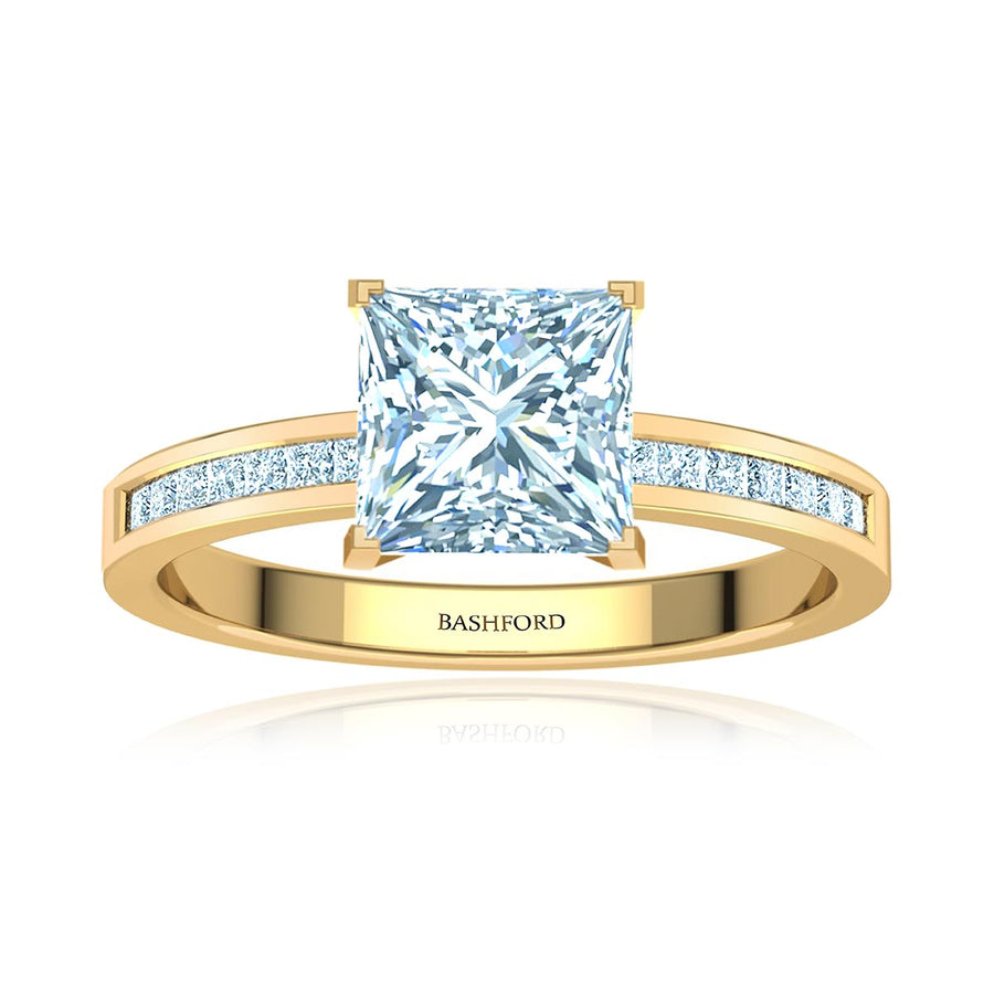 Petite Channel Set Princess Diamond Engagement Ring
