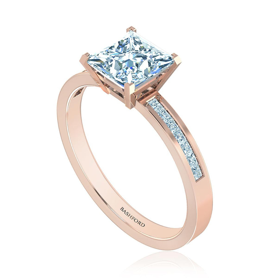 Petite Channel Set Princess Diamond Engagement Ring