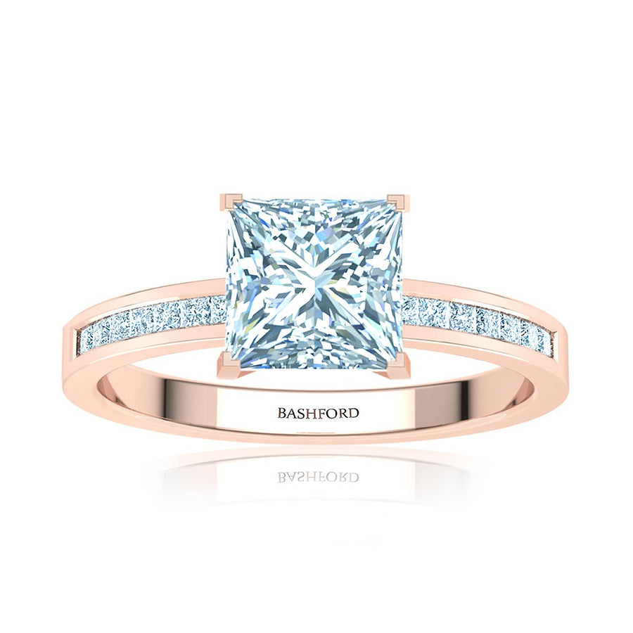 Petite Channel Set Princess Diamond Engagement Ring