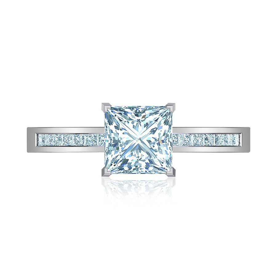 Petite Channel Set Princess Diamond Engagement Ring