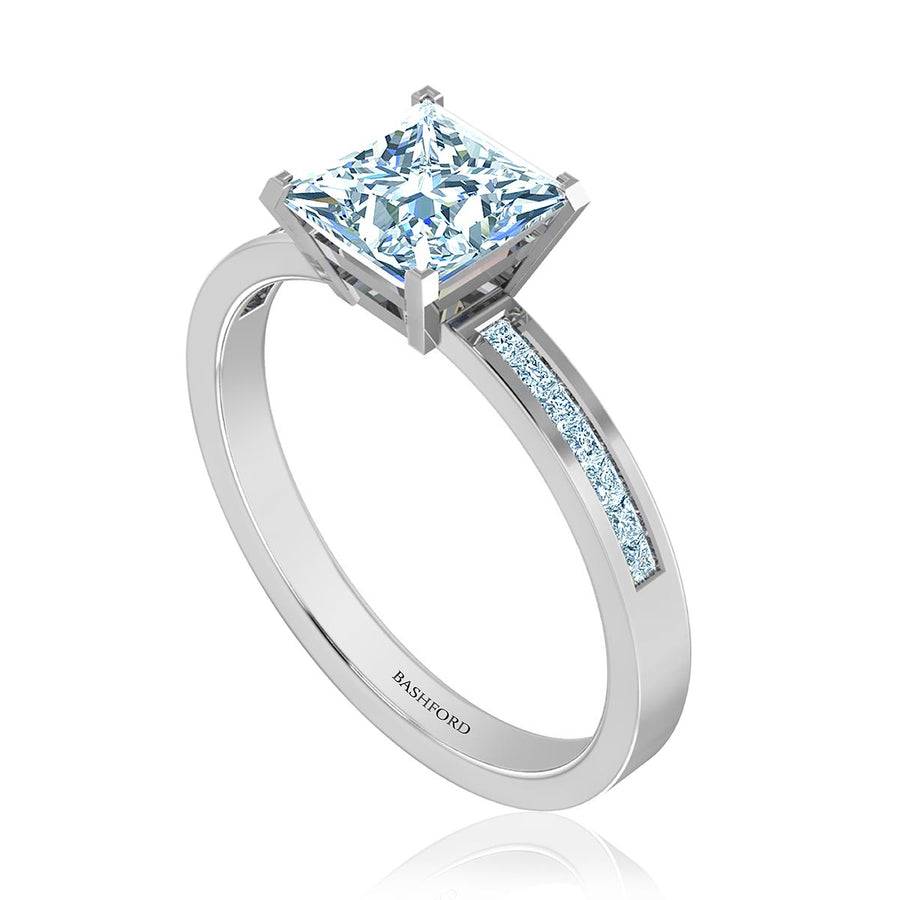 Petite Channel Set Princess Diamond Engagement Ring