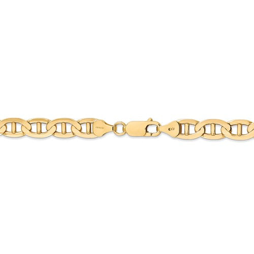 14k Yellow Gold 7mm Concave Anchor Chain