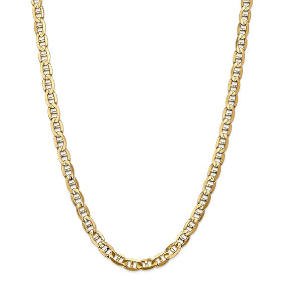 14k Yellow Gold 7mm Concave Anchor Chain