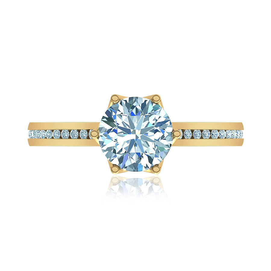 Six-Prong Channel Round Diamond Engagement Ring