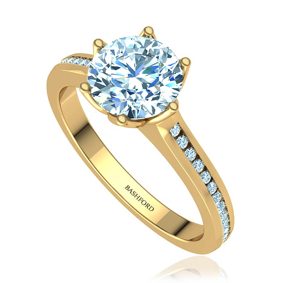 Six-Prong Channel Round Diamond Engagement Ring