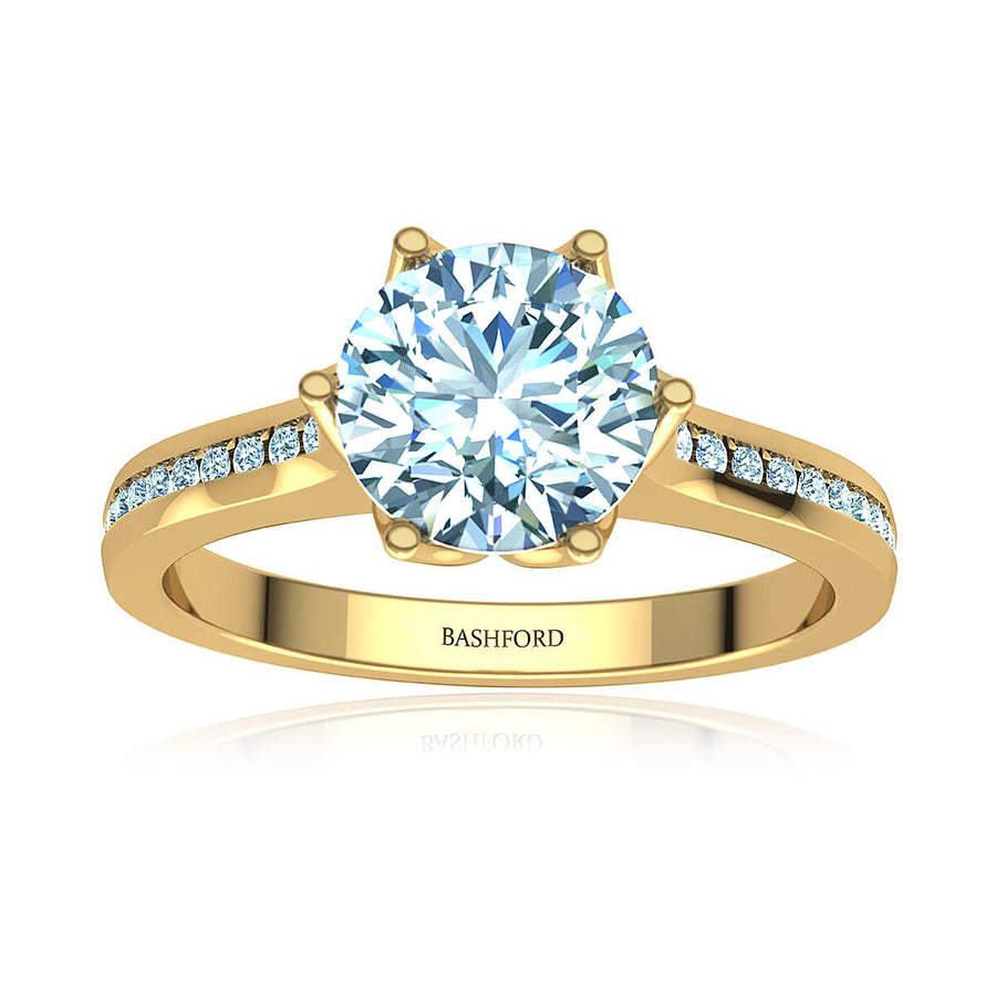 Six-Prong Channel Round Diamond Engagement Ring
