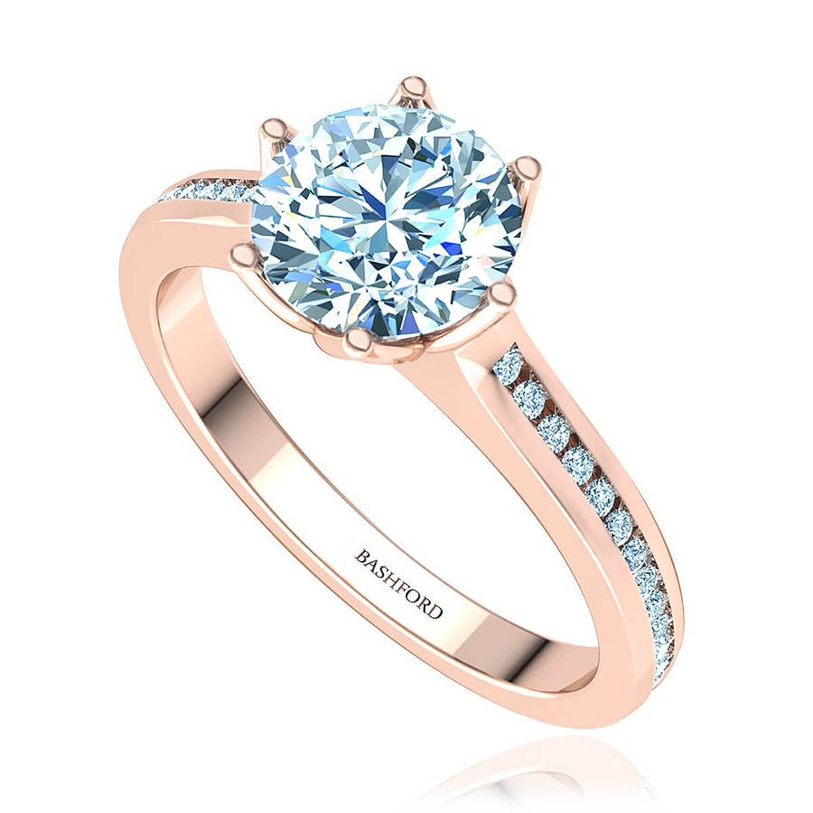 Six-Prong Channel Round Diamond Engagement Ring