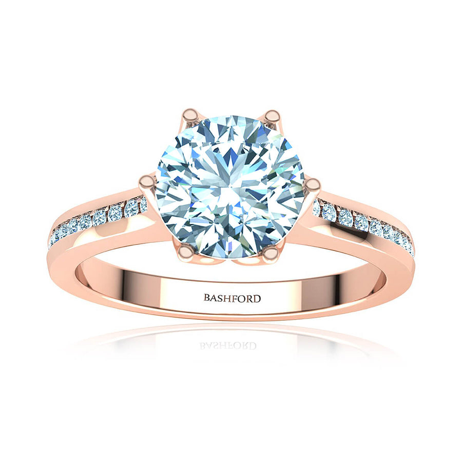 Six-Prong Channel Round Diamond Engagement Ring
