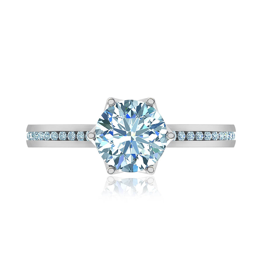 Six-Prong Channel Round Diamond Engagement Ring