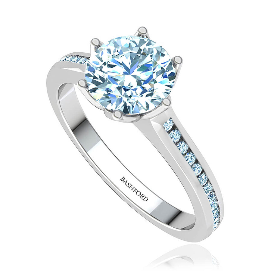 Six-Prong Channel Round Diamond Engagement Ring