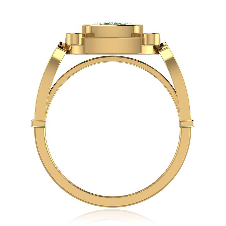 Cleopatra Diamond Ring with Emerald Accents