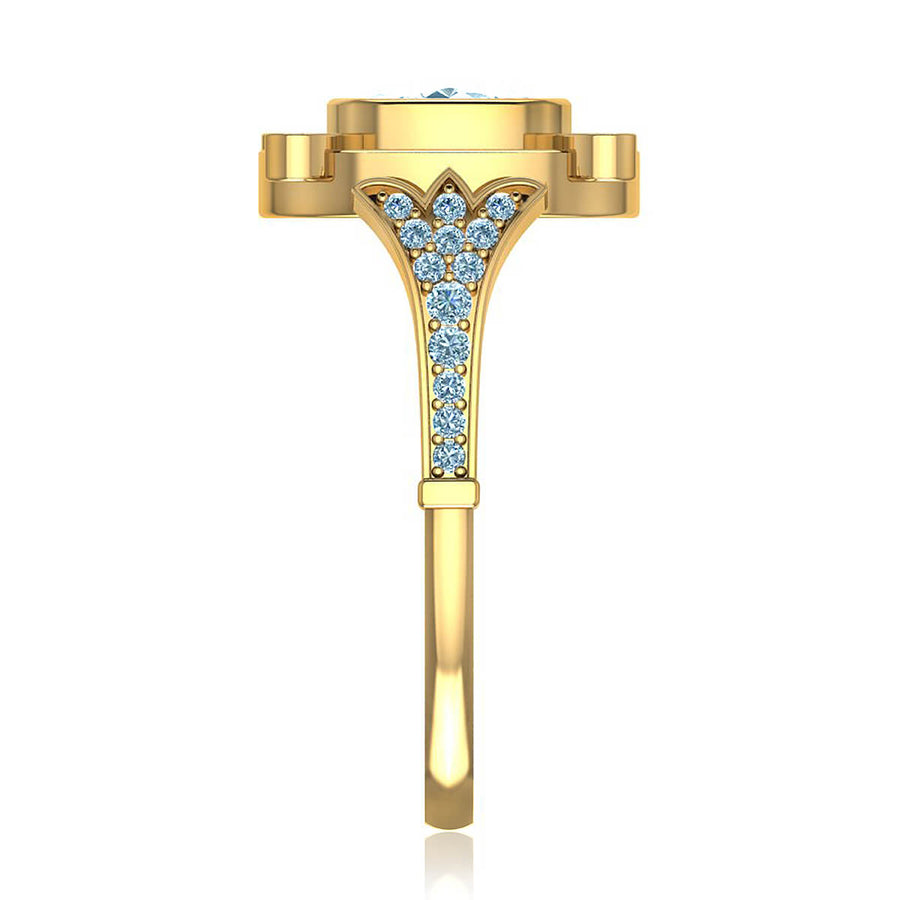 Cleopatra Diamond Ring with Emerald Accents