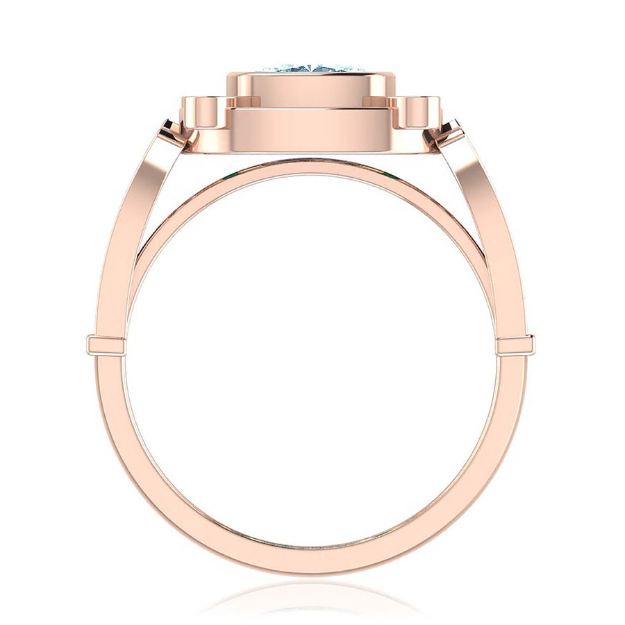 Cleopatra Diamond Ring with Emerald Accents