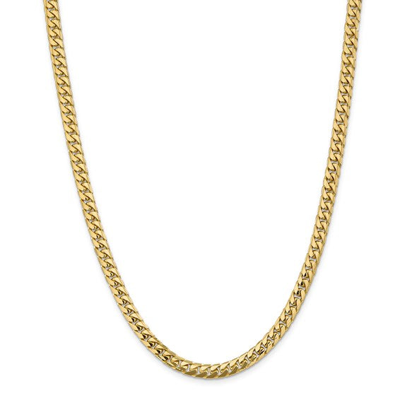14k Yellow Gold 5.5mm Solid Miami Cuban Chain