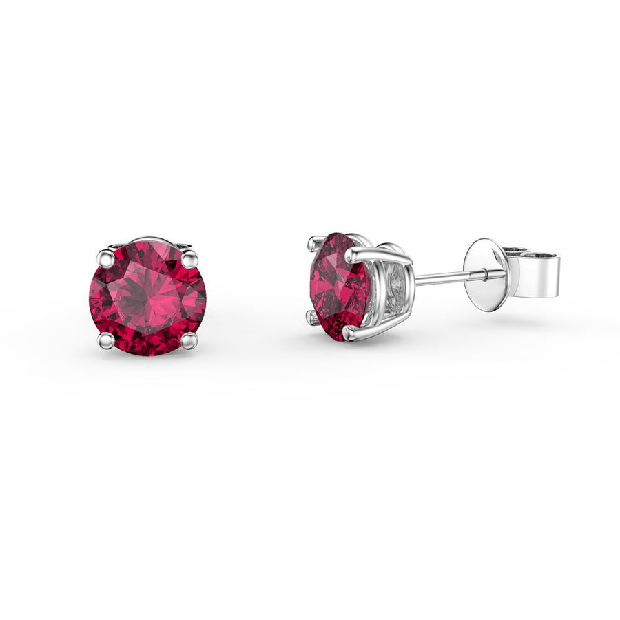14k White Gold 4mm Ruby Stud Earrings