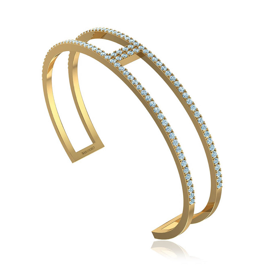 Two Hinged Pave Diamond Bangle