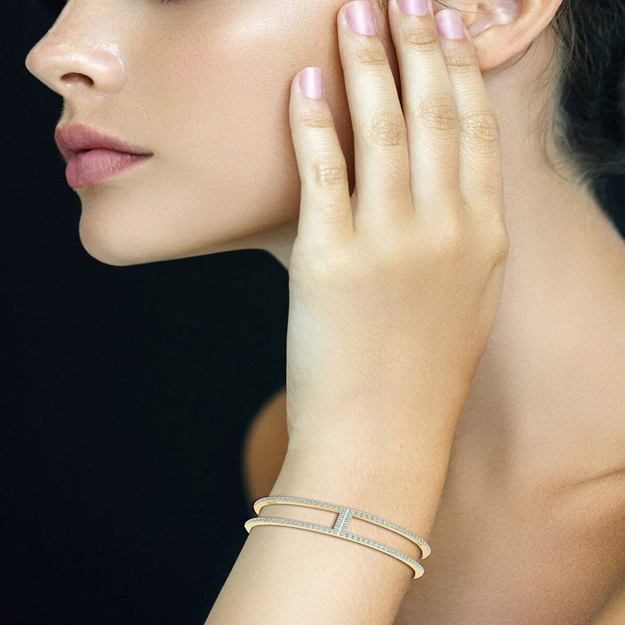 Two Hinged Pave Diamond Bangle
