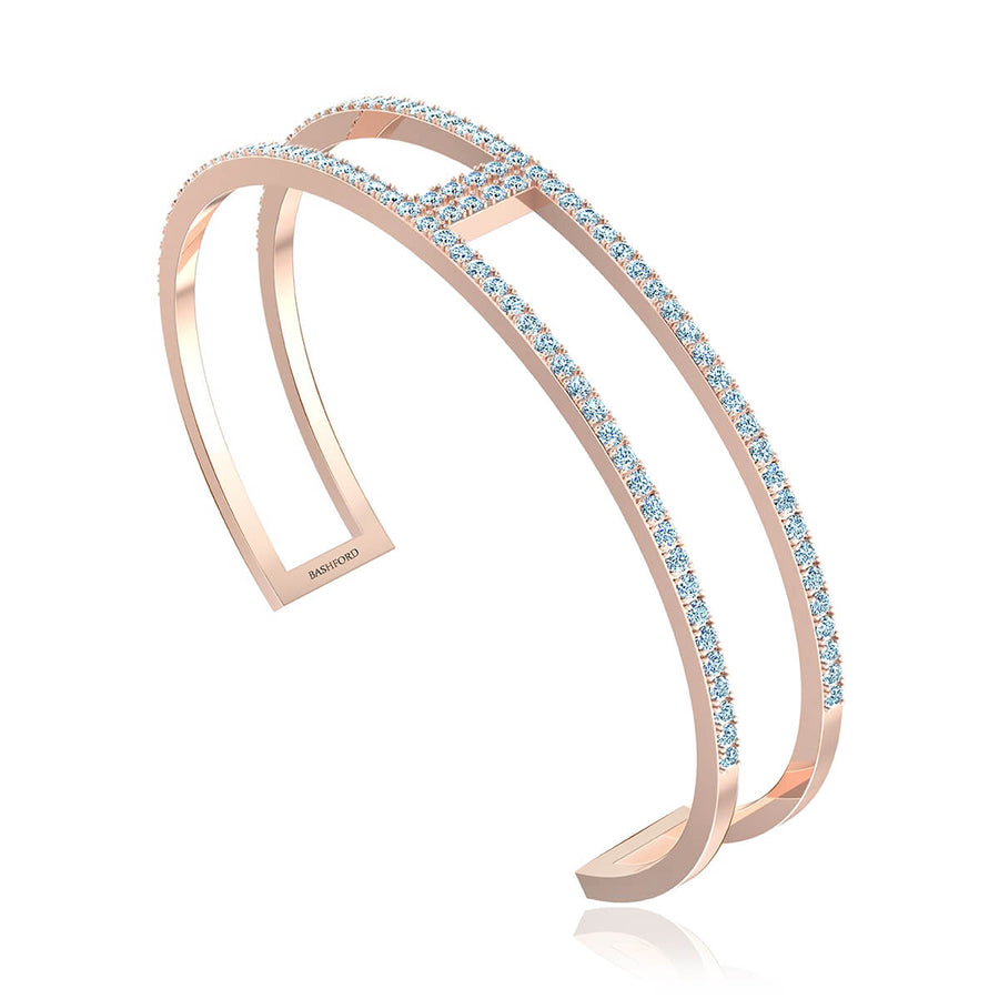 Two Hinged Pave Diamond Bangle