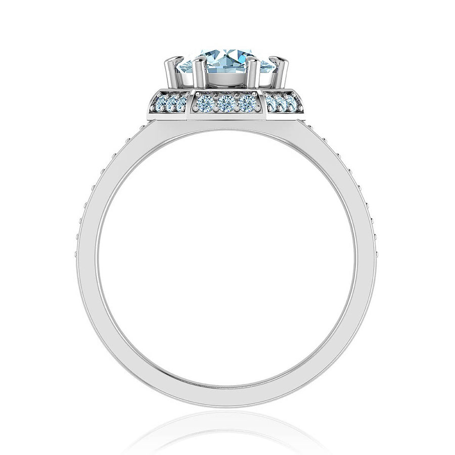 Hexagon Halo Diamond Ring