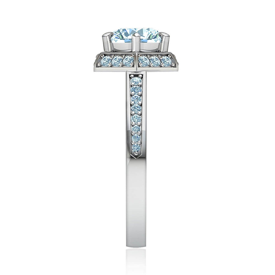 Hexagon Halo Diamond Ring