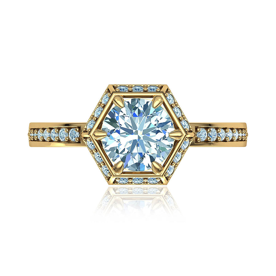 Hexagon Halo Diamond Ring