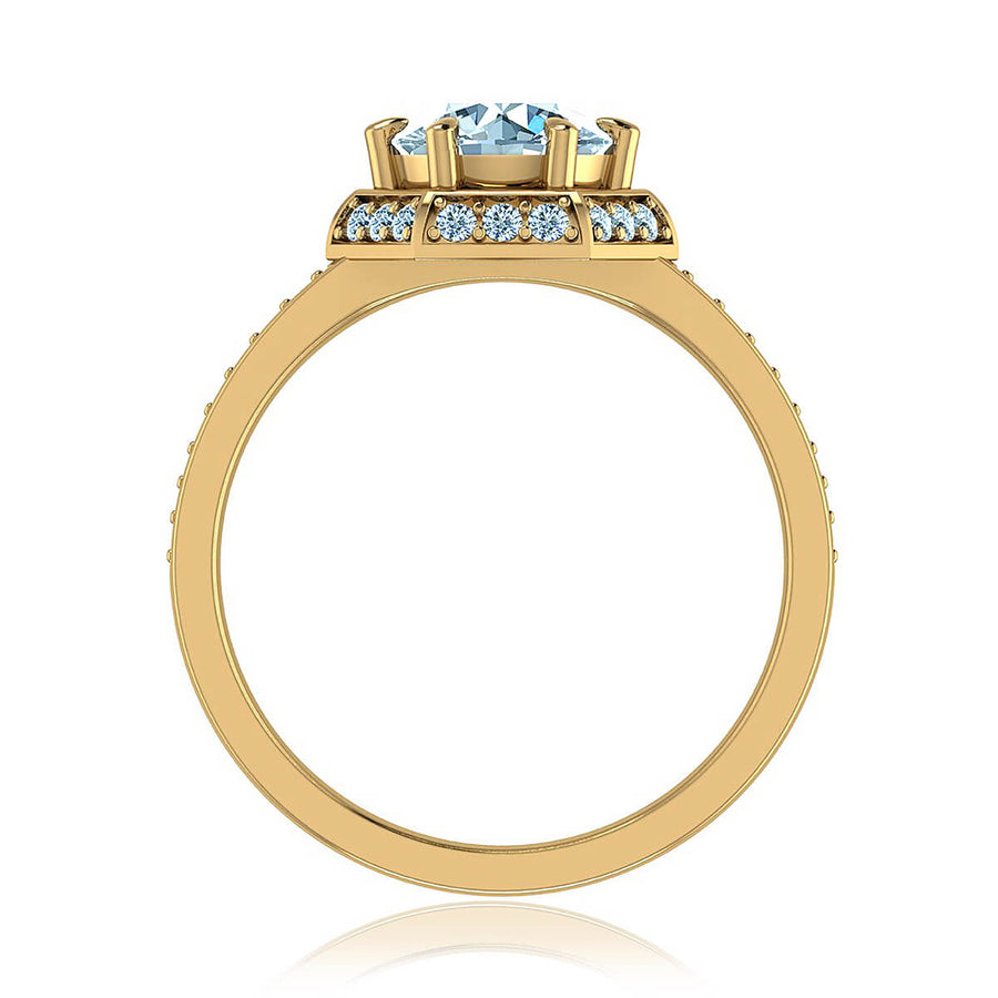 Hexagon Halo Diamond Ring