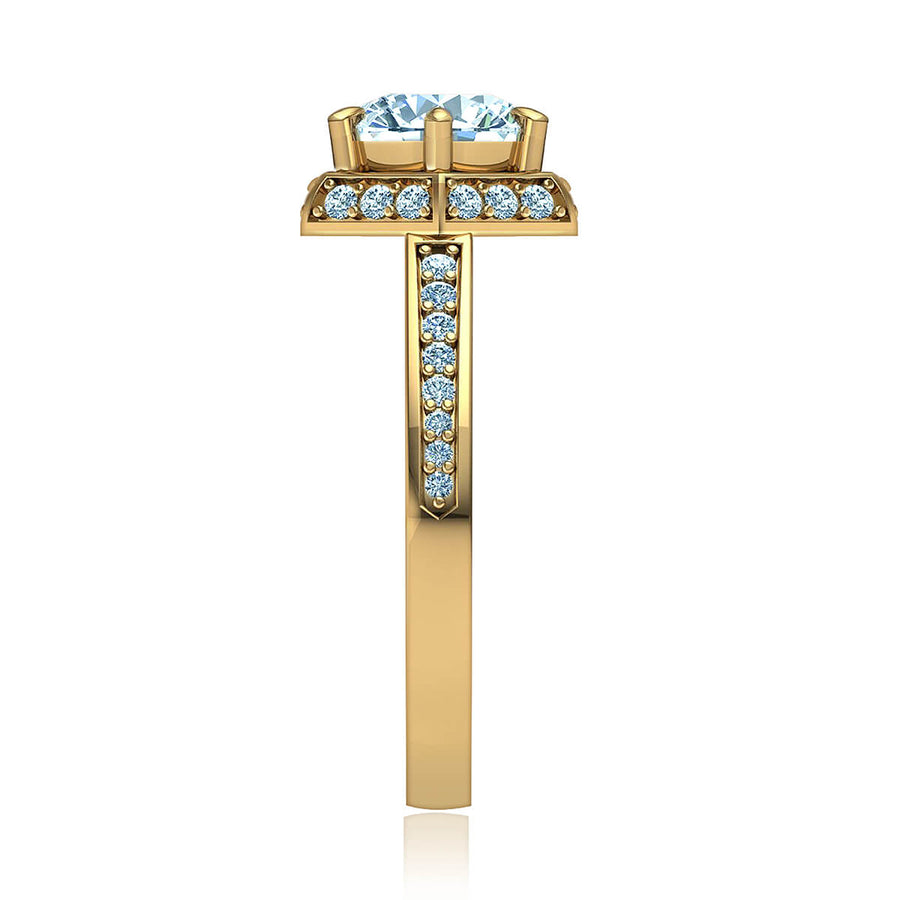 Hexagon Halo Diamond Ring