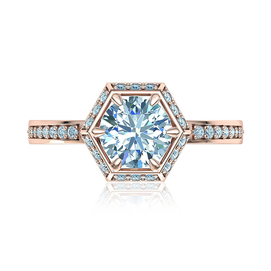 Hexagon Halo Diamond Ring