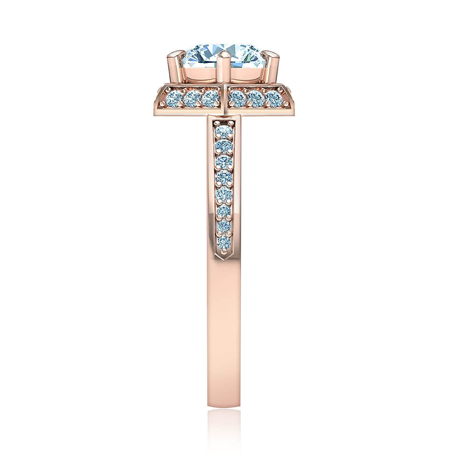 Hexagon Halo Diamond Ring