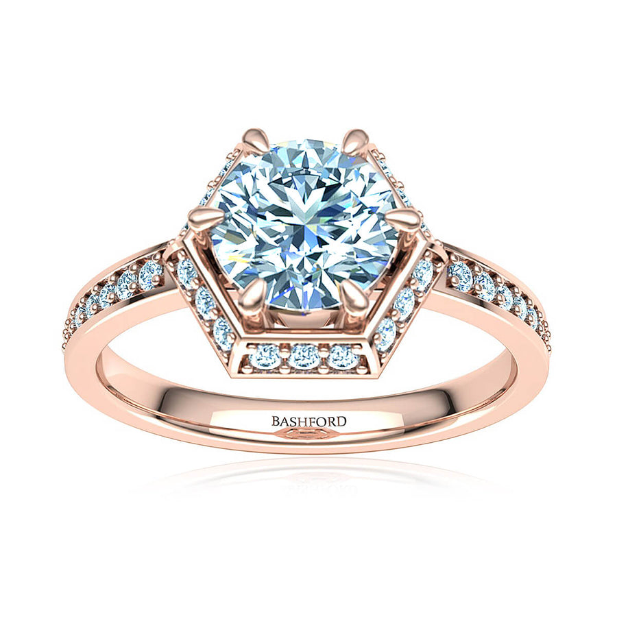 Hexagon Halo Diamond Ring
