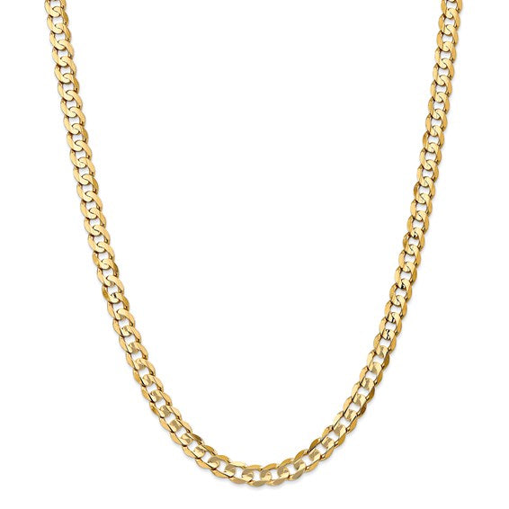 14k Yellow Gold 6.75 mm Open Concave Curb Chain