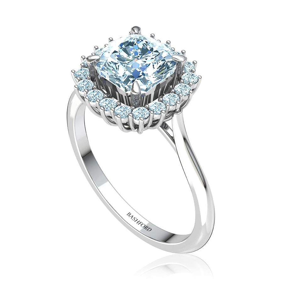 Cushion-Cut Halo Diamond Ring