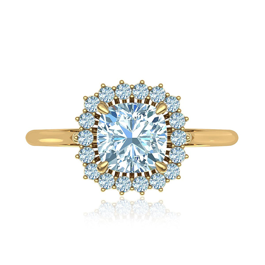 Cushion-Cut Halo Diamond Ring