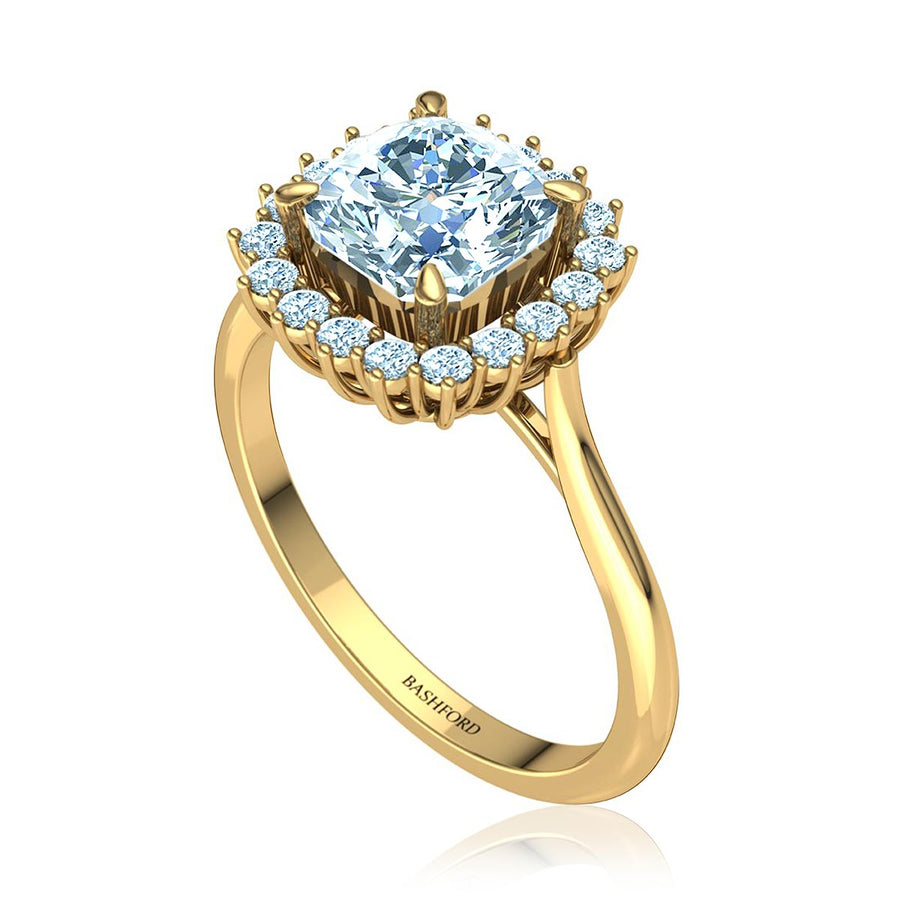 Cushion-Cut Halo Diamond Ring