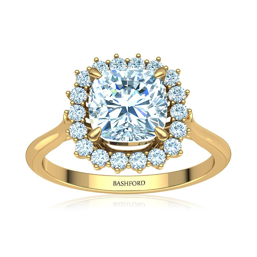 Cushion-Cut Halo Diamond Ring