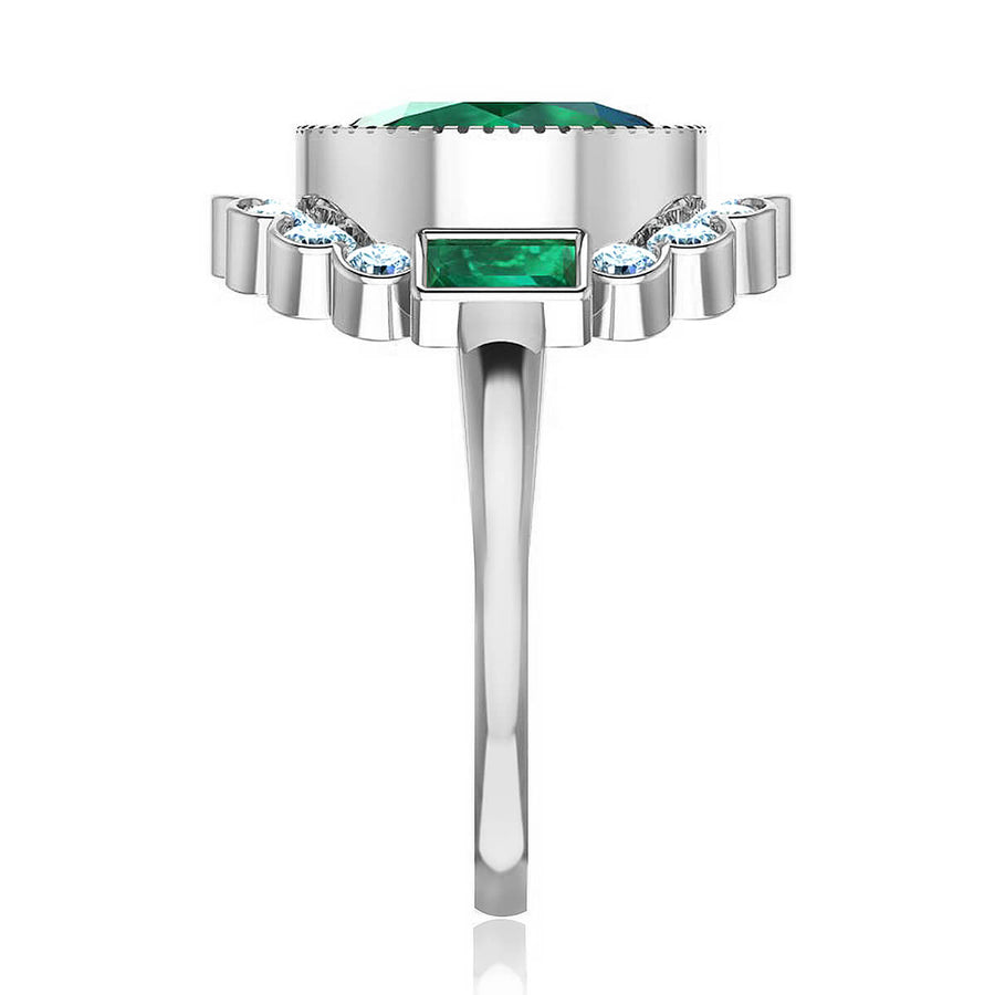 Milagrosa Emerald & Diamond Halo Ring