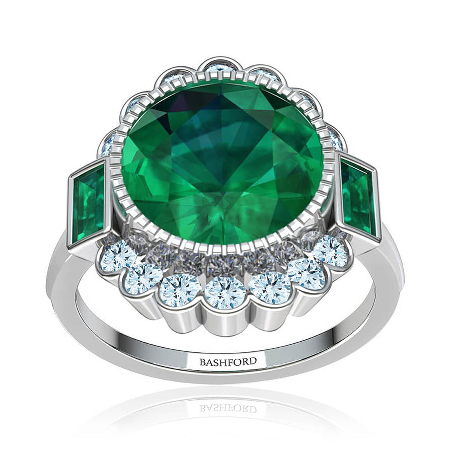 Milagrosa Emerald & Diamond Halo Ring