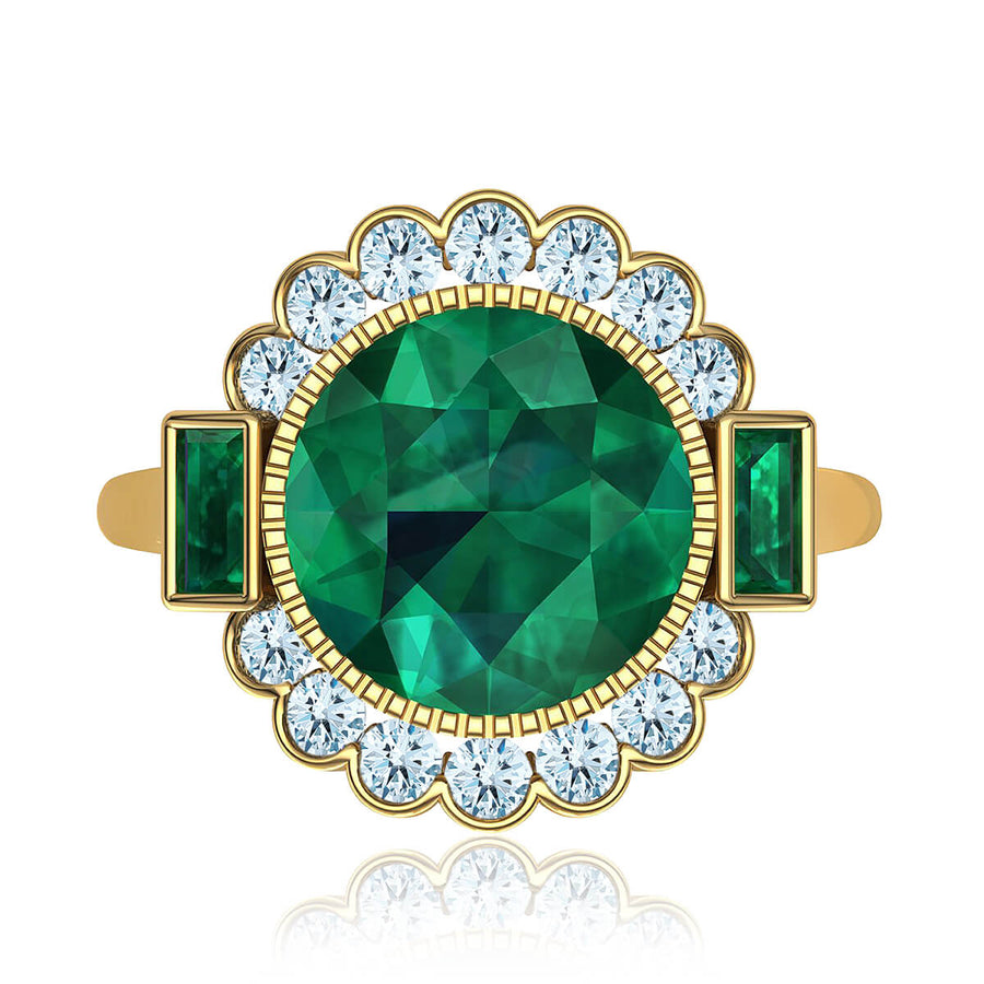Milagrosa Emerald & Diamond Halo Ring