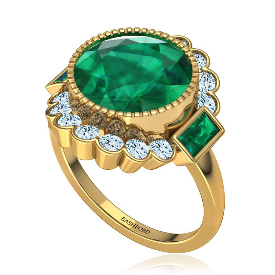 Milagrosa Emerald & Diamond Halo Ring