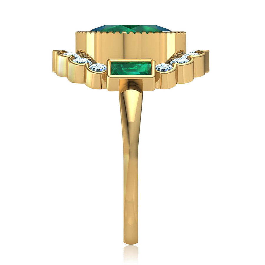Milagrosa Emerald & Diamond Halo Ring