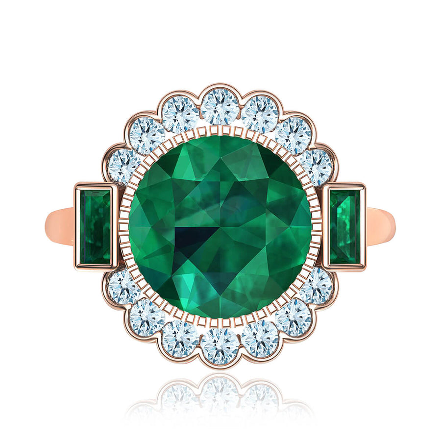 Milagrosa Emerald & Diamond Halo Ring