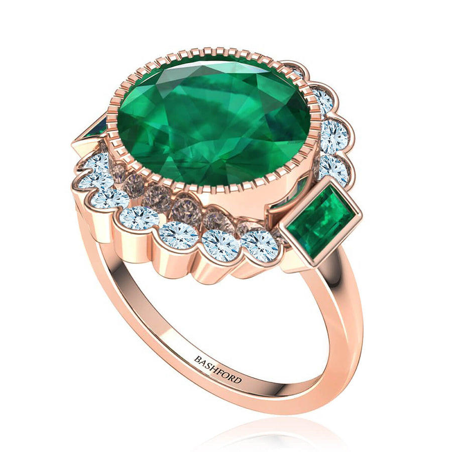 Milagrosa Emerald & Diamond Halo Ring