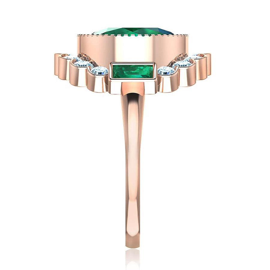 Milagrosa Emerald & Diamond Halo Ring