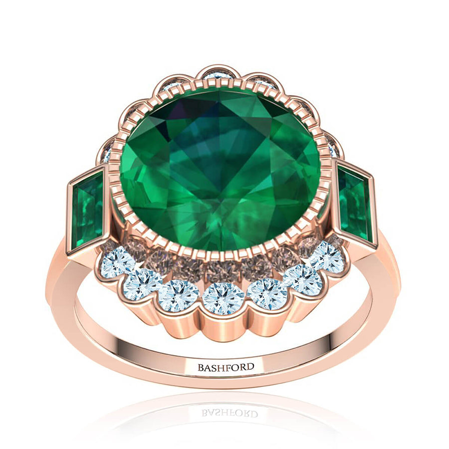 Milagrosa Emerald & Diamond Halo Ring
