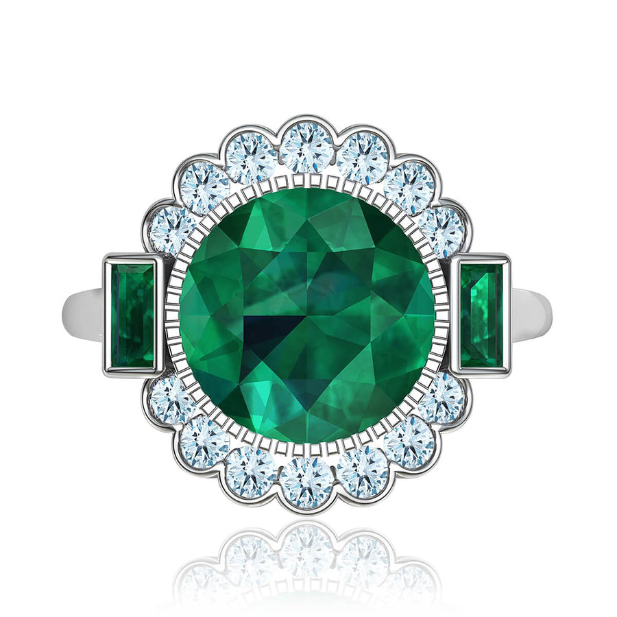 Milagrosa Emerald & Diamond Halo Ring